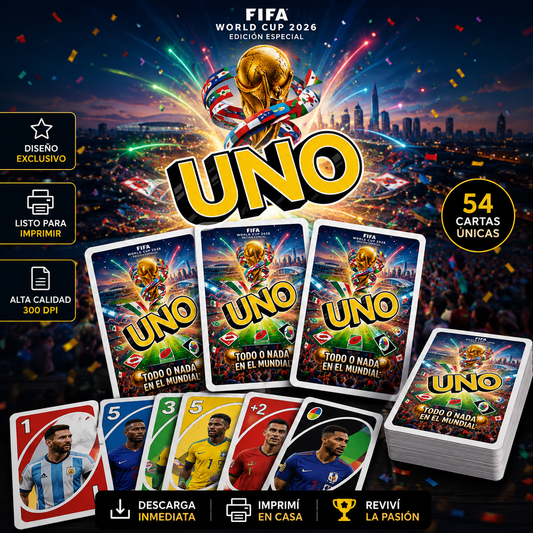 Juego Cartas Uno del Mundial para imprimir
